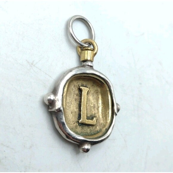 Waxing Poetic Sterling Silver Brass Voyager Insignia Charm "L" Monogram Initial - Picture 4 of 7